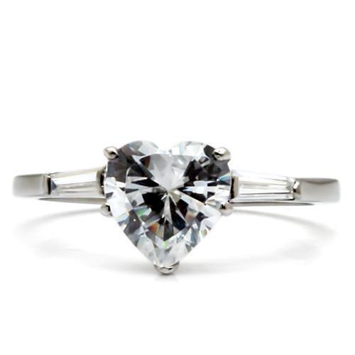 TK027 - High polished (no plating) Stainless Steel Ring with AAA Grade CZ  in Clear LuxuryLifeWay Online Store