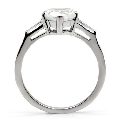 TK027 - High polished (no plating) Stainless Steel Ring with AAA Grade CZ  in Clear LuxuryLifeWay Online Store
