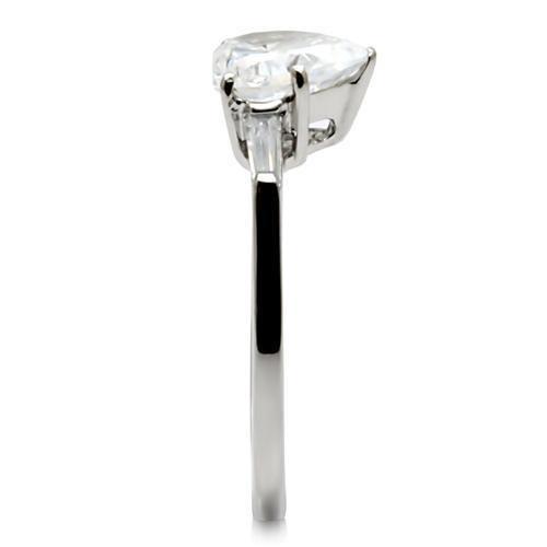 TK027 - High polished (no plating) Stainless Steel Ring with AAA Grade CZ  in Clear LuxuryLifeWay Online Store