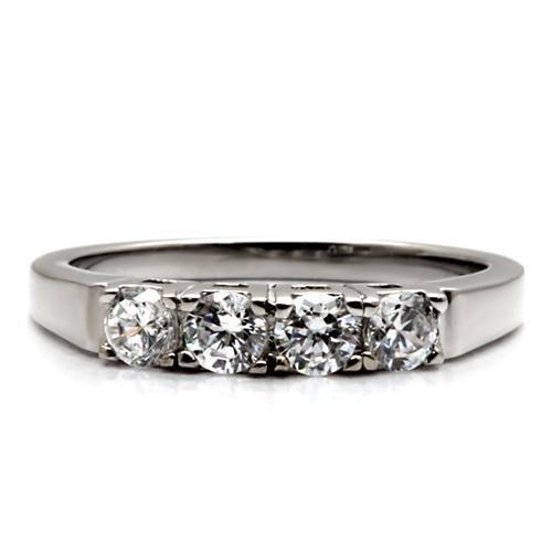 TK047 - High polished (no plating) Stainless Steel Ring with AAA Grade CZ  in Clear LuxuryLifeWay Online Store