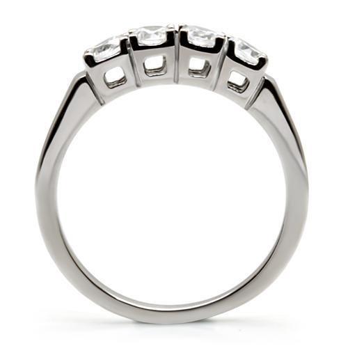 TK047 - High polished (no plating) Stainless Steel Ring with AAA Grade CZ  in Clear LuxuryLifeWay Online Store