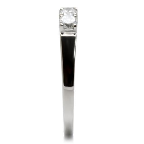 TK047 - High polished (no plating) Stainless Steel Ring with AAA Grade CZ  in Clear LuxuryLifeWay Online Store