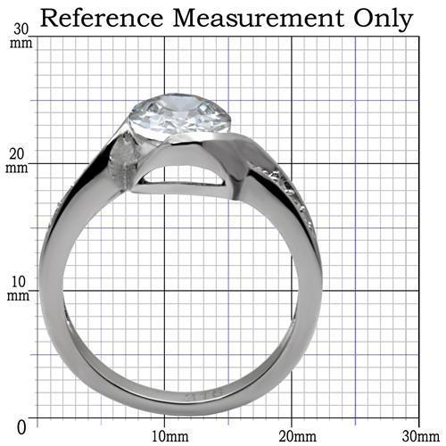 TK064 - High polished (no plating) Stainless Steel Ring with AAA Grade CZ  in Clear LuxuryLifeWay Online Store