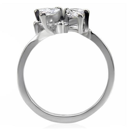 TK075 - High polished (no plating) Stainless Steel Ring with AAA Grade CZ  in Clear LuxuryLifeWay Online Store