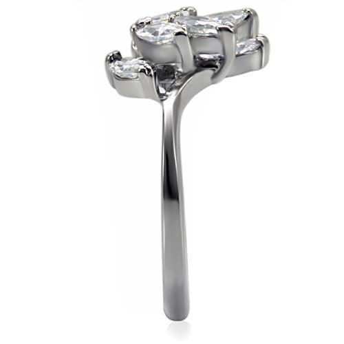TK075 - High polished (no plating) Stainless Steel Ring with AAA Grade CZ  in Clear LuxuryLifeWay Online Store
