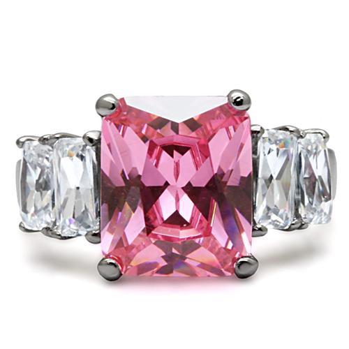 TK088 - High polished (no plating) Stainless Steel Ring with AAA Grade CZ  in Rose LuxuryLifeWay Online Store
