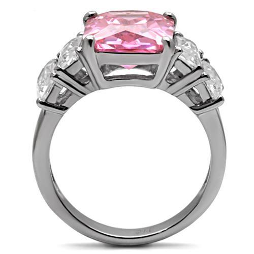 TK088 - High polished (no plating) Stainless Steel Ring with AAA Grade CZ  in Rose LuxuryLifeWay Online Store