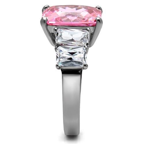 TK088 - High polished (no plating) Stainless Steel Ring with AAA Grade CZ  in Rose LuxuryLifeWay Online Store