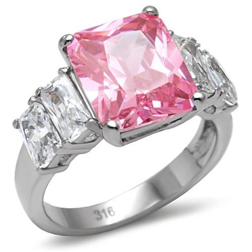 TK088 - High polished (no plating) Stainless Steel Ring with AAA Grade CZ  in Rose LuxuryLifeWay Online Store