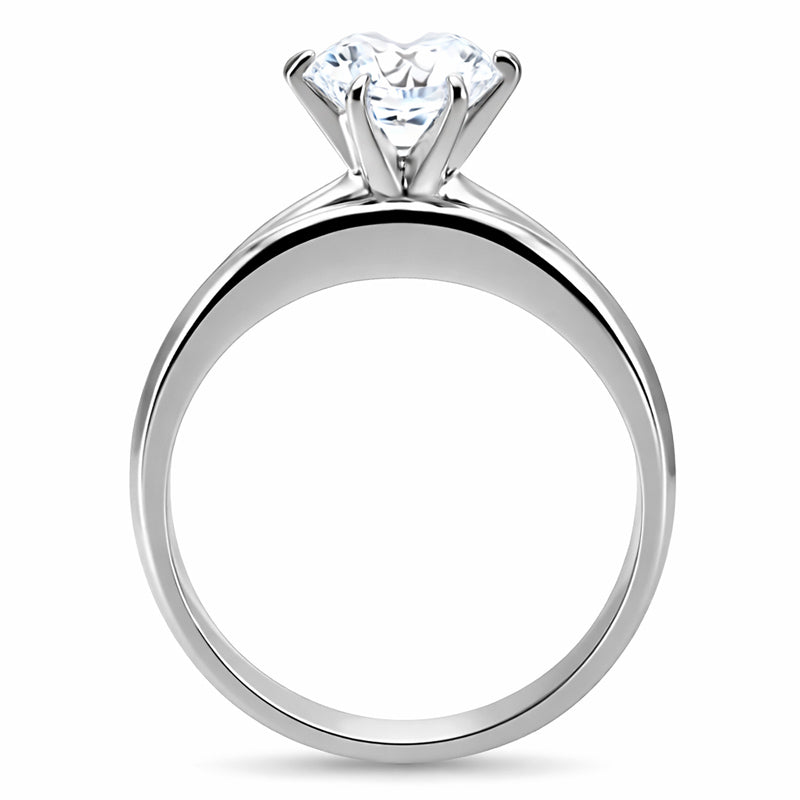 TK097 - High polished (no plating) Stainless Steel Ring with AAA Grade CZ  in Clear LuxuryLifeWay Online Store