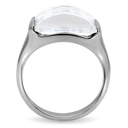 TK100 - High polished (no plating) Stainless Steel Ring with AAA Grade CZ  in Clear LuxuryLifeWay Online Store
