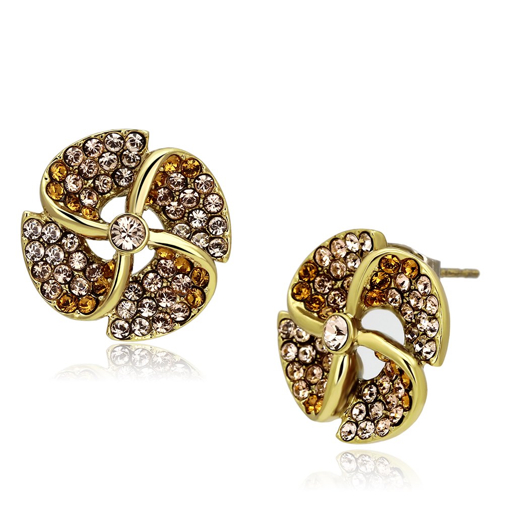TK1040 - IP Gold(Ion Plating) Stainless Steel Earrings with Top Grade Crystal  in Multi Color LuxuryLifeWay Online Store
