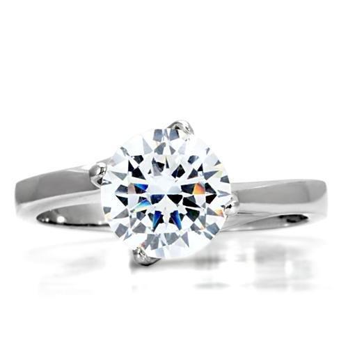 TK104 - High polished (no plating) Stainless Steel Ring with AAA Grade CZ  in Clear LuxuryLifeWay Online Store