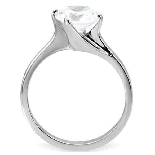 TK104 - High polished (no plating) Stainless Steel Ring with AAA Grade CZ  in Clear LuxuryLifeWay Online Store
