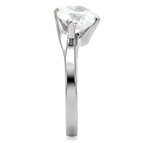 TK104 - High polished (no plating) Stainless Steel Ring with AAA Grade CZ  in Clear LuxuryLifeWay Online Store