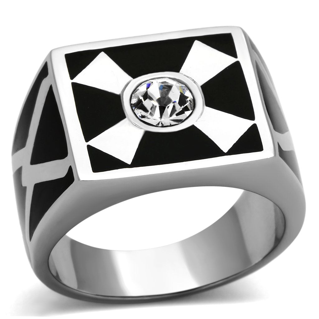 TK1052 - High polished (no plating) Stainless Steel Ring with Top Grade Crystal  in Clear LuxuryLifeWay Online Store