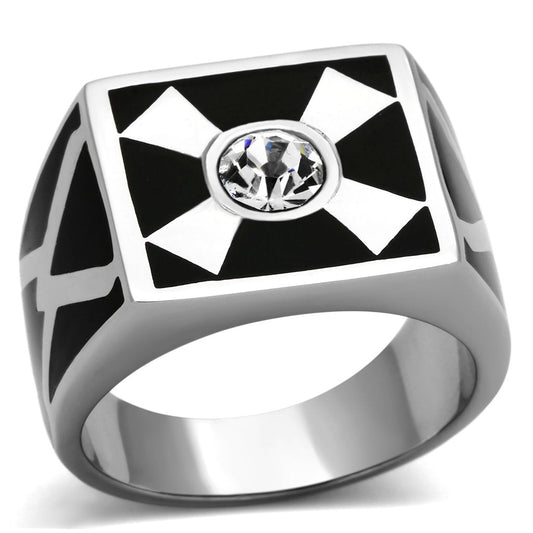 TK1052 - High polished (no plating) Stainless Steel Ring with Top Grade Crystal  in Clear LuxuryLifeWay Online Store