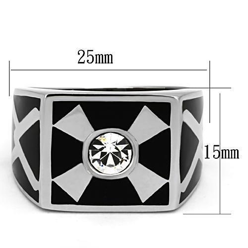 TK1052 - High polished (no plating) Stainless Steel Ring with Top Grade Crystal  in Clear LuxuryLifeWay Online Store