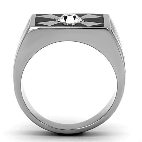 TK1052 - High polished (no plating) Stainless Steel Ring with Top Grade Crystal  in Clear LuxuryLifeWay Online Store