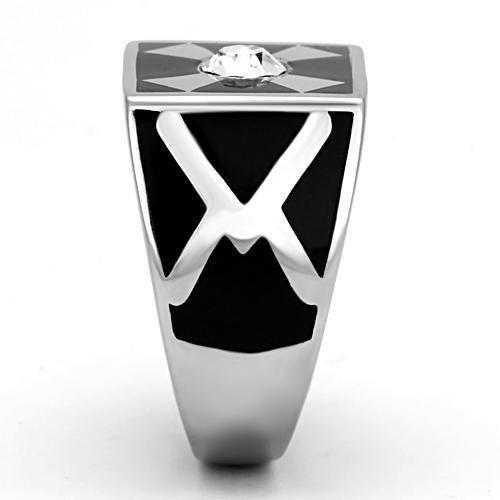 TK1052 - High polished (no plating) Stainless Steel Ring with Top Grade Crystal  in Clear LuxuryLifeWay Online Store
