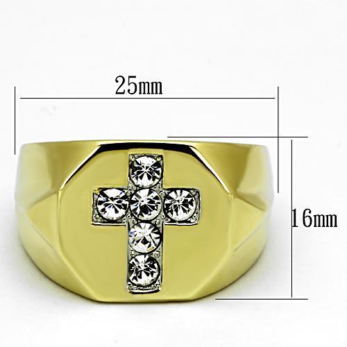 TK1062 - Two-Tone IP Gold (Ion Plating) Stainless Steel Ring with Top Grade Crystal  in Clear LuxuryLifeWay Online Store