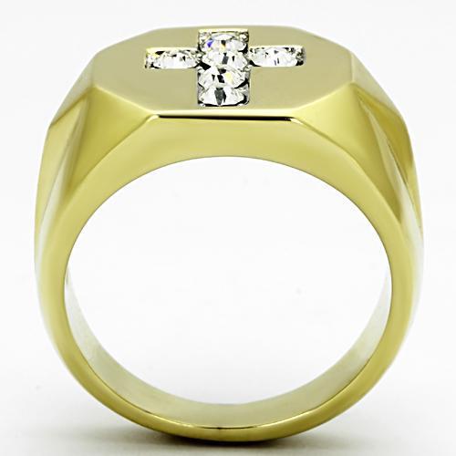 TK1062 - Two-Tone IP Gold (Ion Plating) Stainless Steel Ring with Top Grade Crystal  in Clear LuxuryLifeWay Online Store