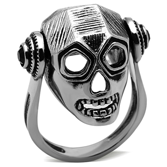 TK1115 - High polished (no plating) Stainless Steel Ring with Top Grade Crystal  in Jet LuxuryLifeWay Online Store