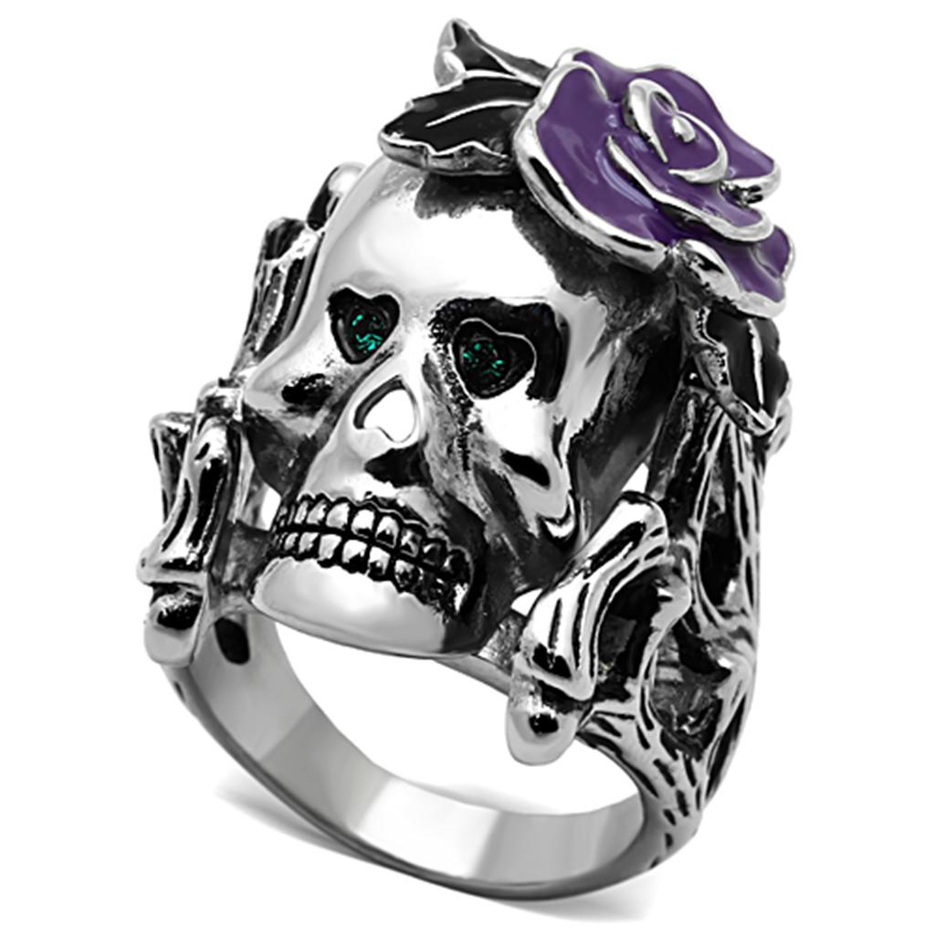 TK1122 - High polished (no plating) Stainless Steel Ring with Top Grade Crystal  in Emerald LuxuryLifeWay Online Store
