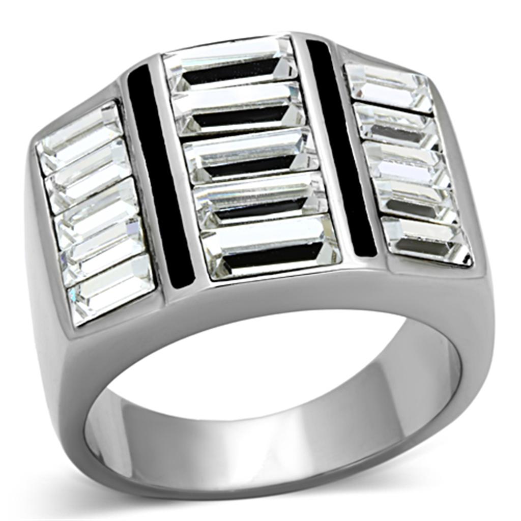 TK1185 - High polished (no plating) Stainless Steel Ring with Top Grade Crystal  in Clear LuxuryLifeWay Online Store
