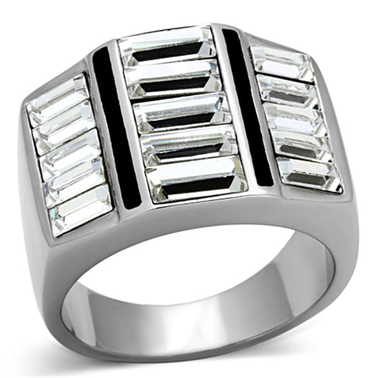 TK1185 - High polished (no plating) Stainless Steel Ring with Top Grade Crystal  in Clear LuxuryLifeWay Online Store