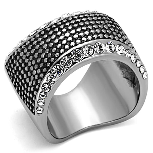 TK1198 - High polished (no plating) Stainless Steel Ring with Top Grade Crystal  in Clear LuxuryLifeWay Online Store