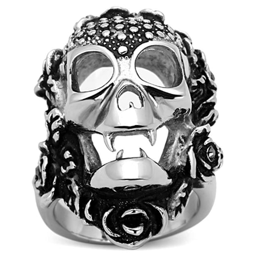 TK1203 - High polished (no plating) Stainless Steel Ring with Top Grade Crystal  in Black Diamond LuxuryLifeWay Online Store