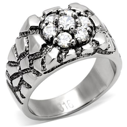 TK121 - High polished (no plating) Stainless Steel Ring with AAA Grade CZ  in Clear LuxuryLifeWay Online Store