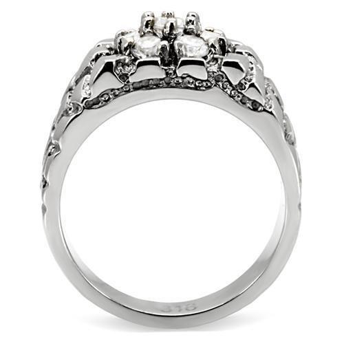 TK121 - High polished (no plating) Stainless Steel Ring with AAA Grade CZ  in Clear LuxuryLifeWay Online Store