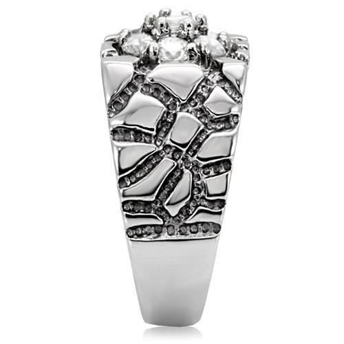 TK121 - High polished (no plating) Stainless Steel Ring with AAA Grade CZ  in Clear LuxuryLifeWay Online Store
