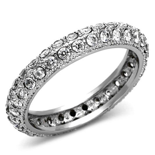 TK1225 - High polished (no plating) Stainless Steel Ring with AAA Grade CZ  in Clear LuxuryLifeWay Online Store