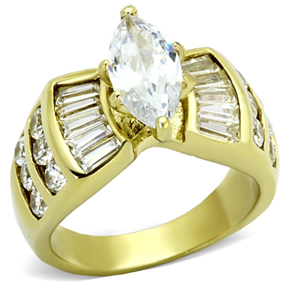 TK1235 - IP Gold(Ion Plating) Stainless Steel Ring with AAA Grade CZ  in Clear LuxuryLifeWay Online Store