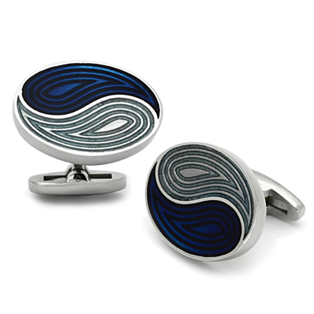 TK1240 - High polished (no plating) Stainless Steel Cufflink with Epoxy  in Multi Color LuxuryLifeWay Online Store