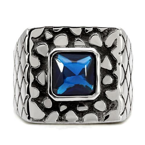 TK128 - High polished (no plating) Stainless Steel Ring with Synthetic Synthetic Glass in Montana LuxuryLifeWay Online Store