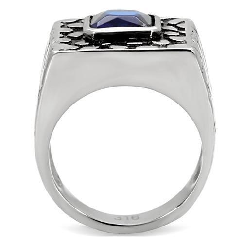 TK128 - High polished (no plating) Stainless Steel Ring with Synthetic Synthetic Glass in Montana LuxuryLifeWay Online Store