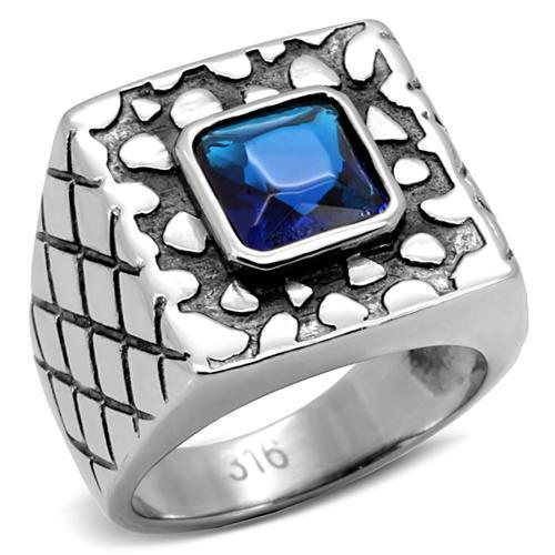 TK128 - High polished (no plating) Stainless Steel Ring with Synthetic Synthetic Glass in Montana LuxuryLifeWay Online Store
