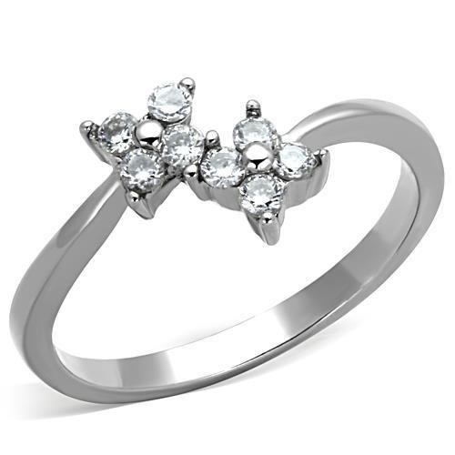 TK1333 - High polished (no plating) Stainless Steel Ring with AAA Grade CZ  in Clear LuxuryLifeWay Online Store