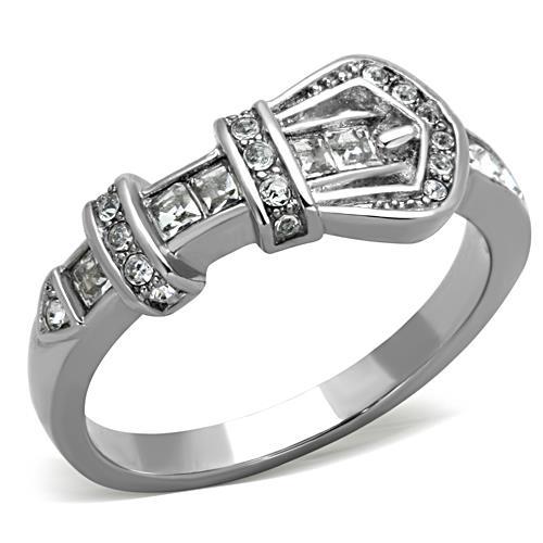 TK1334 - High polished (no plating) Stainless Steel Ring with Top Grade Crystal  in Clear LuxuryLifeWay Online Store
