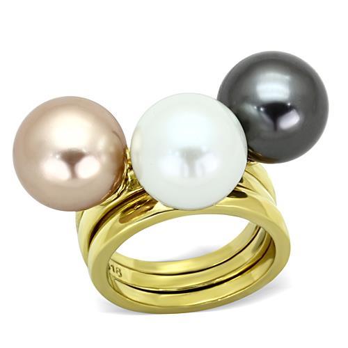 TK1370 - IP Gold(Ion Plating) Stainless Steel Ring with Synthetic Pearl in Multi Color LuxuryLifeWay Online Store