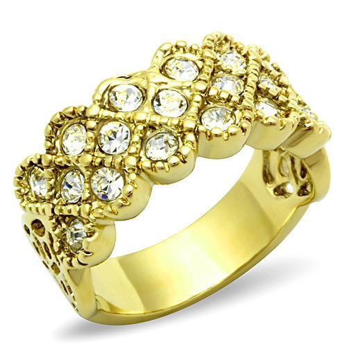 TK1394 - IP Gold(Ion Plating) Stainless Steel Ring with Top Grade Crystal  in Clear LuxuryLifeWay Online Store