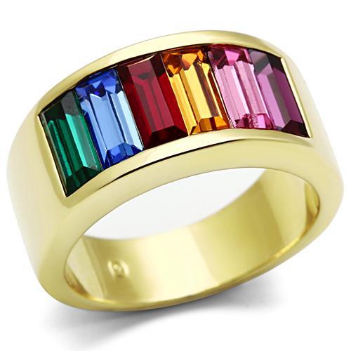TK1415 - IP Gold(Ion Plating) Stainless Steel Ring with Top Grade Crystal  in Multi Color LuxuryLifeWay Online Store