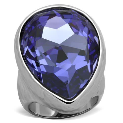 TK1426 - High polished (no plating) Stainless Steel Ring with Top Grade Crystal  in Tanzanite LuxuryLifeWay Online Store