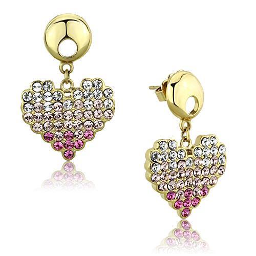 TK1456 - IP Gold(Ion Plating) Stainless Steel Earrings with Top Grade Crystal  in Multi Color LuxuryLifeWay Online Store
