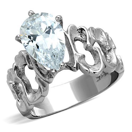TK1534 - High polished (no plating) Stainless Steel Ring with AAA Grade CZ  in Clear LuxuryLifeWay Online Store