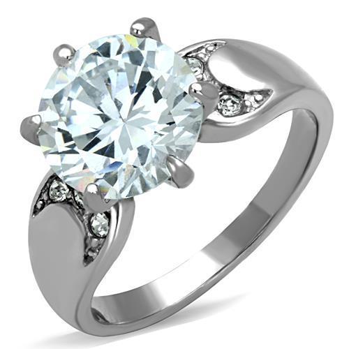 TK1536 - High polished (no plating) Stainless Steel Ring with AAA Grade CZ  in Clear LuxuryLifeWay Online Store